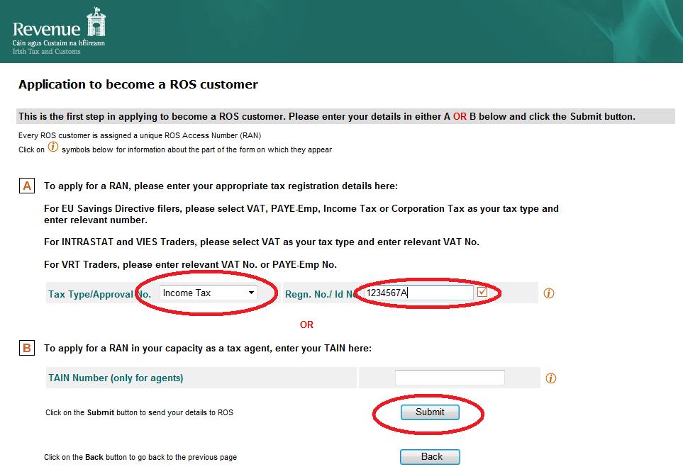 tax reference number ireland search